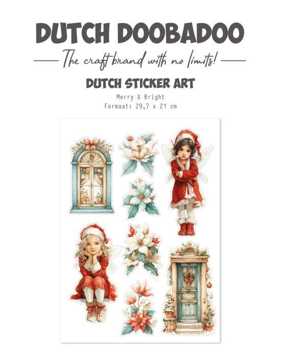 Stickers, Dutch Doobadoo - Merry & Bright, dimension de la planche : A4
