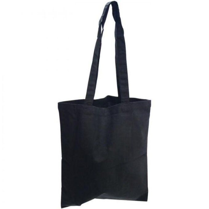 Sac façon tote bag, en coton à customiser (dimension : 35x38cm environ) - Noir