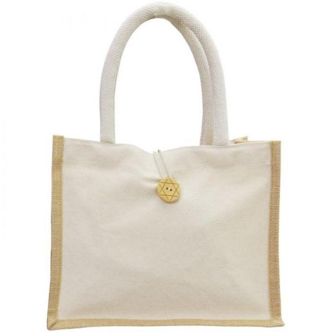 Sac rectangle, bicolore en coton à customiser (dimension : 28x21x12cm environ)