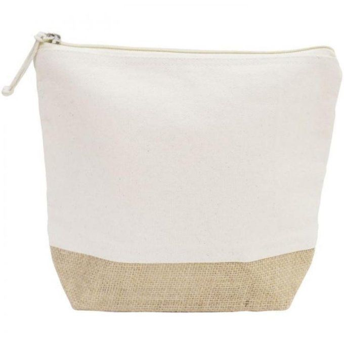 Trousse bicolore, en coton à customiser (dimension : 24x20x5cm environ)