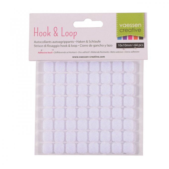 64 pastilles auto-agrippantes adhésives, petit carré, 10x10mm