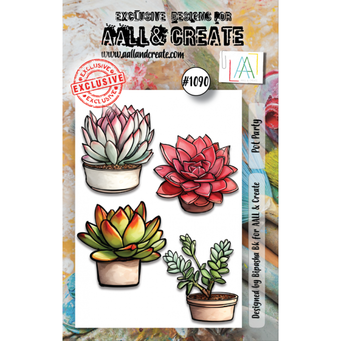 4 Tampons - AALL&Create - Pot party - dim. de la planche : 7.5x10cm env.
