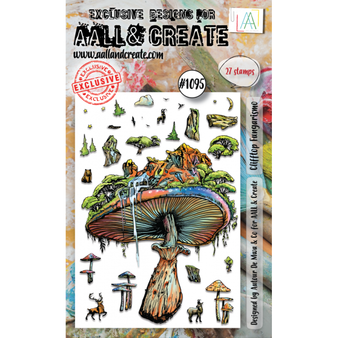 27 Tampons - AALL&Create - Clifftop fungarismo - dim. de la planche : 10x14.5cm