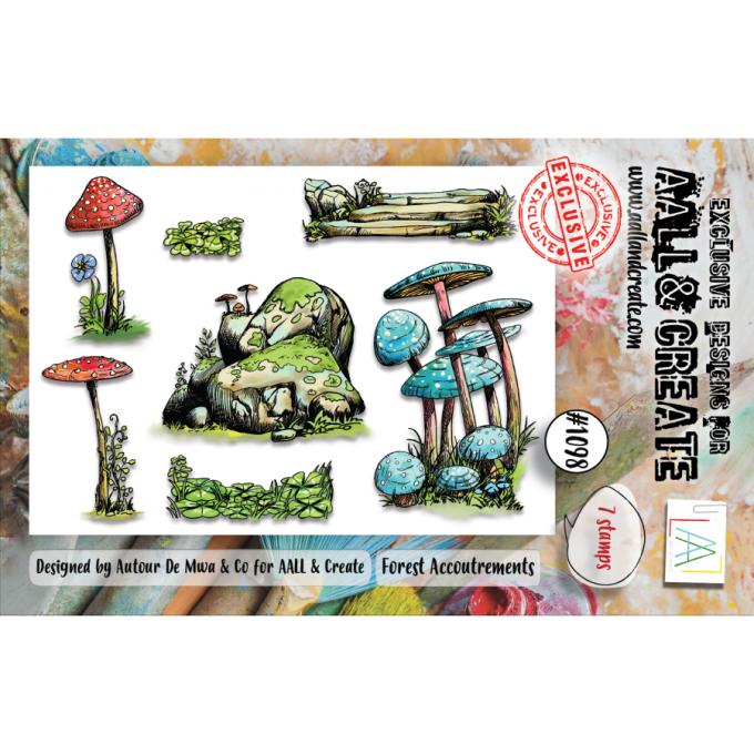 7 Tampons - AALL&Create - Forest Accoutrements - dim. de la planche : 7.5x10cm env.