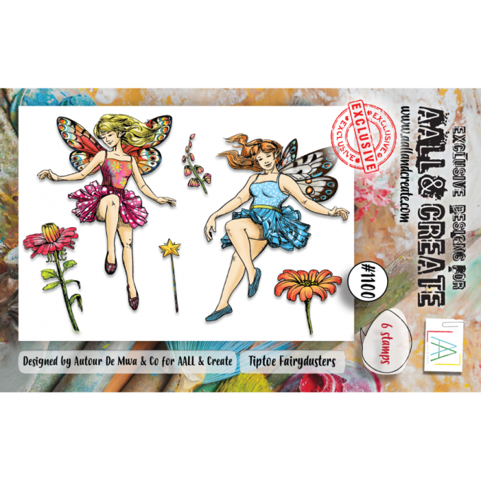 6 Tampons - AALL&Create - Tiptoe fairydusters - dim. de la planche : 7.5x10cm env.
