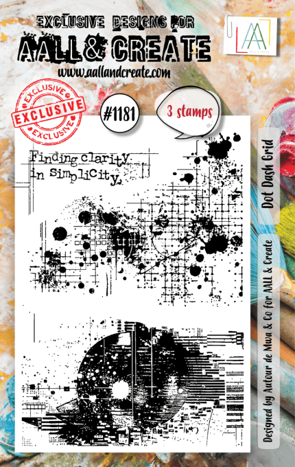 3 Tampons - AALL&Create - Dot dash grid - dim. de la planche : 7.5x10cm environ