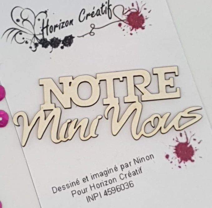 Chipboard : Notre mini nous, 100% horizon créatif, à l'unité - 7.2x2.6cm