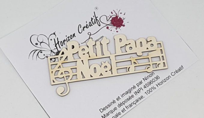 Chipboard, Petit papa Noël, 100% Horizon Créatif - dimension : 8x3.8cm