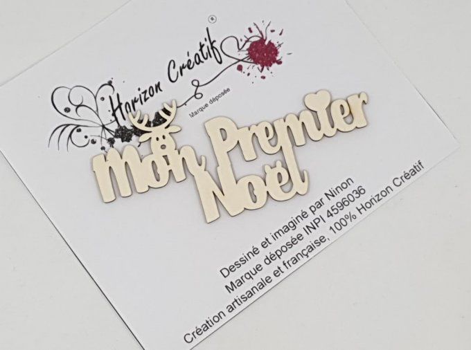 Chipboard, Mon 1er noël, 100% Horizon Créatif - dimension : 8x3.6cm