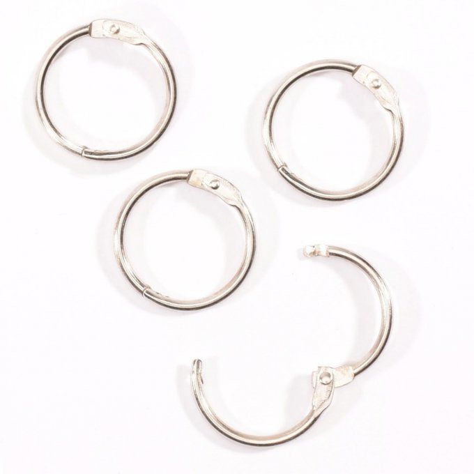 12 Anneaux en métal argenté, diamètre 25mm