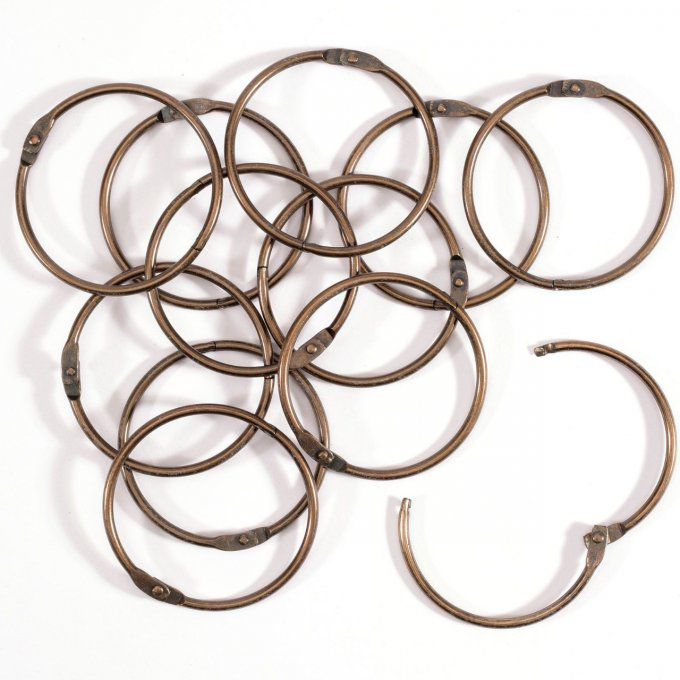 12 Anneaux en métal bronze, diamètre 50mm