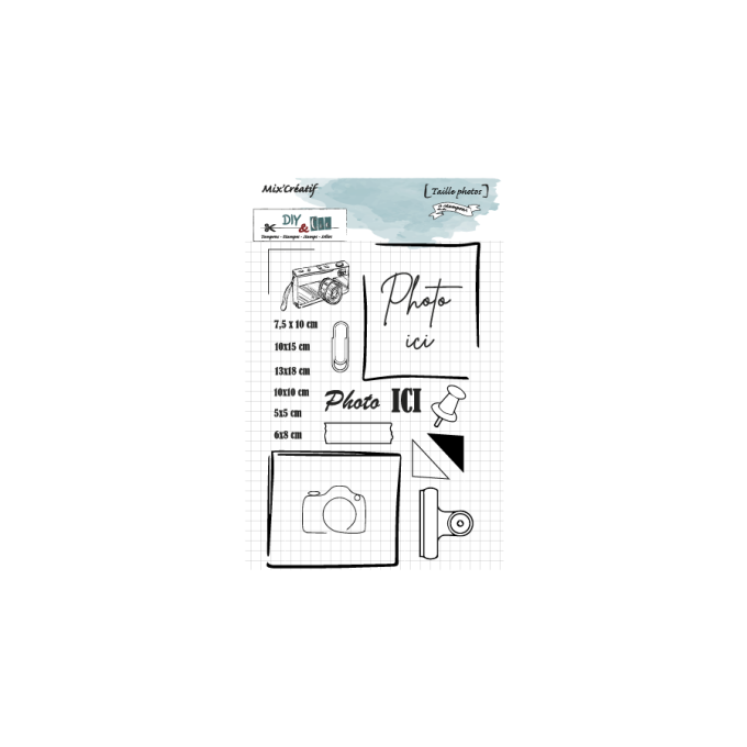 DIY & Cie - Planche de 21 tampons de fond, tailles de photo - dim. approximatives : 11x14.5cm