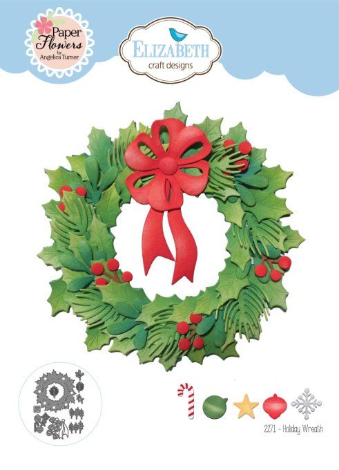 Elizabeth Craft designs - Festive Holly - Holiday wreath