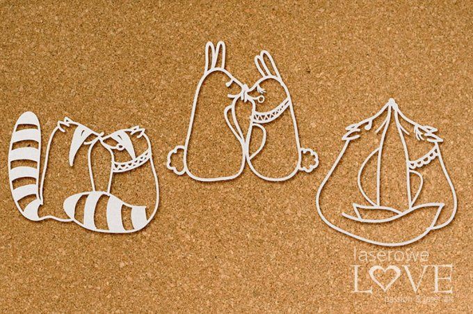 Chipboard, Animaux amoureux, Forest celebration - dimension de la planche : 12.3x12.3mm environ
