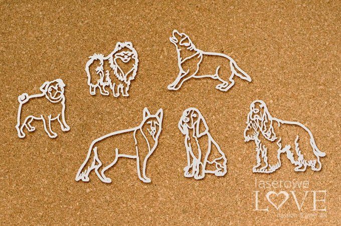Chipboard, Chiens - dimension de la planche : 19.3x12.3mm environ