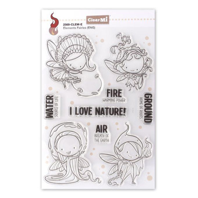 9 Tampons - Les Fées des éléments, dim. de la planche : 14.5x20cm environ