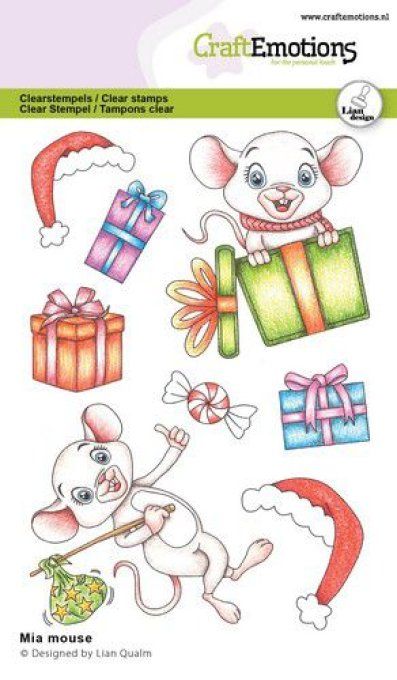 8 Tampons clears, Mia mouse - dim. de la planche : 10.5x14.5cm