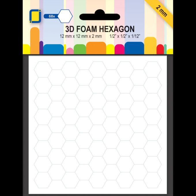 68 Hexagones de mousse 3D adhésifs, couleur : blanc - dimension : 12x12x2mm