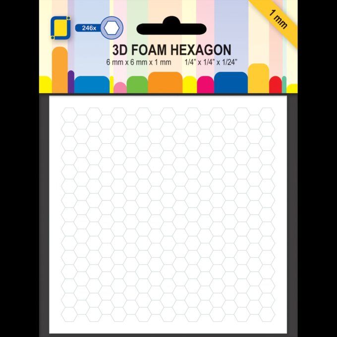 246 Hexagones de mousse 3D adhésifs, couleur : blanc - dimension : 6x6x1mm