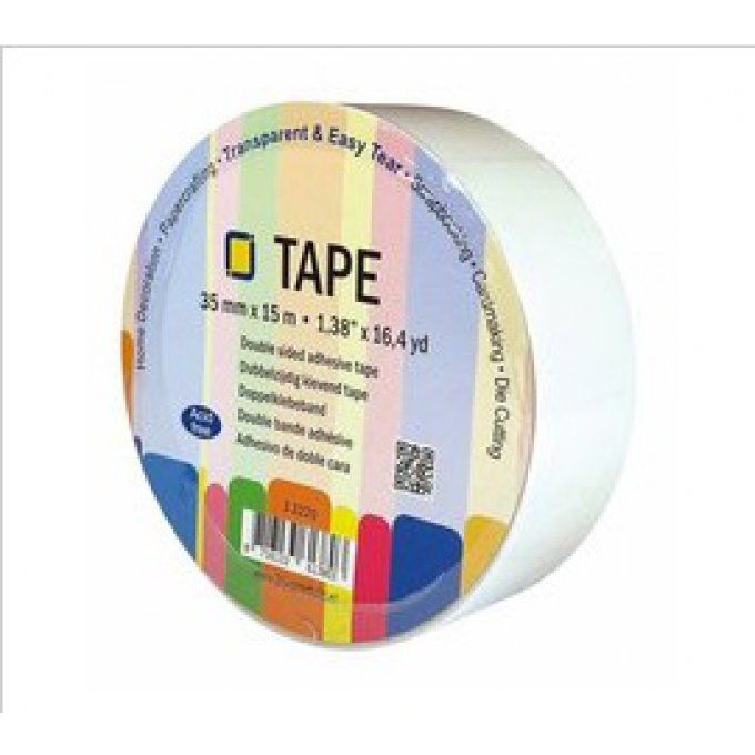 Double face, blanc - 3.5cm de large x 15m de long