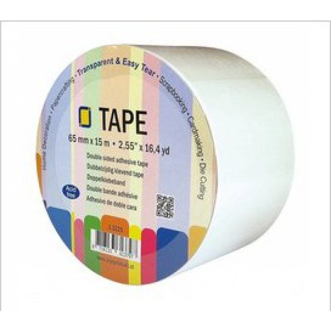 Double face, blanc - 6.5cm de large x 15m de long