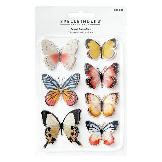 7 Stickers 3D - Papillons, Spellbinders (sunset butterflies)