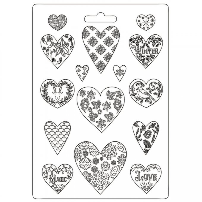 Moule thermoformé, format A4, christmas patchwork hearts