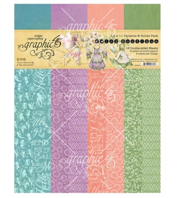 Ensemble de 16 feuilles, format 21.5x28.5cm, Collection Fairy boutique, patterns - Graphic 45