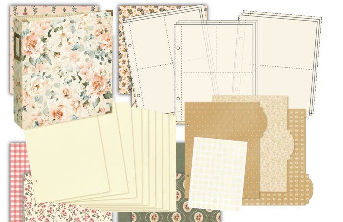 Graphic 45 - Binder album - Album à classeur vintage rose avec pages à pochettes