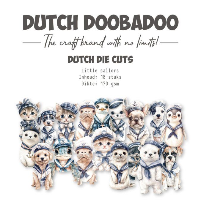 18 Die-cuts, Dutch Doobadoo - Waves of the sea, little sailors