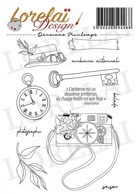 Planche de 11 Tampons, Deuxième printemps, Lorelai design - dimension de la planche : 10.5x14.5cm