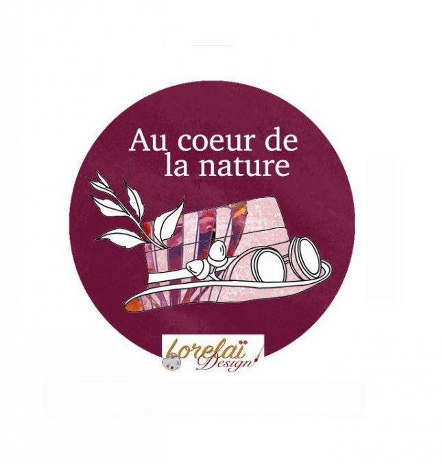 Badge, au coeur de la nature, Lorelai design - 38mm, à l'unité