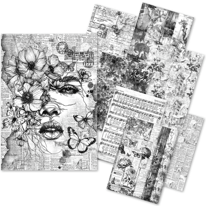 Ciao Bella - Craftmix Meaningful, format A5, 8 feuilles (4 papiers de soie/4 feuilles vellum