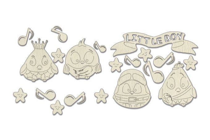 20 Chipboards, cadres thème Cutie sparrow - dimension de la planche : 10x15cm environ