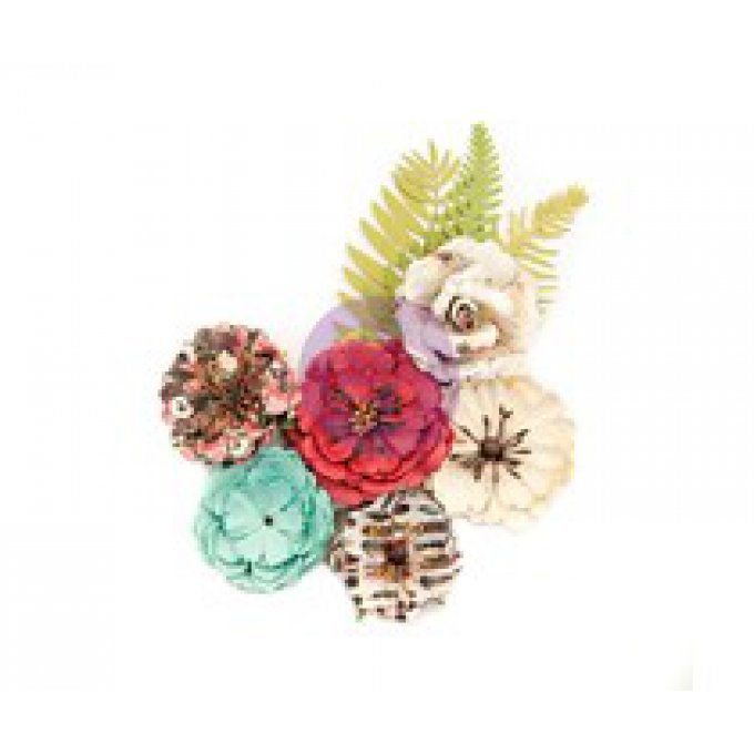 Fleurs en papier, Prima, Midnight garden, lot de 9 pièces
