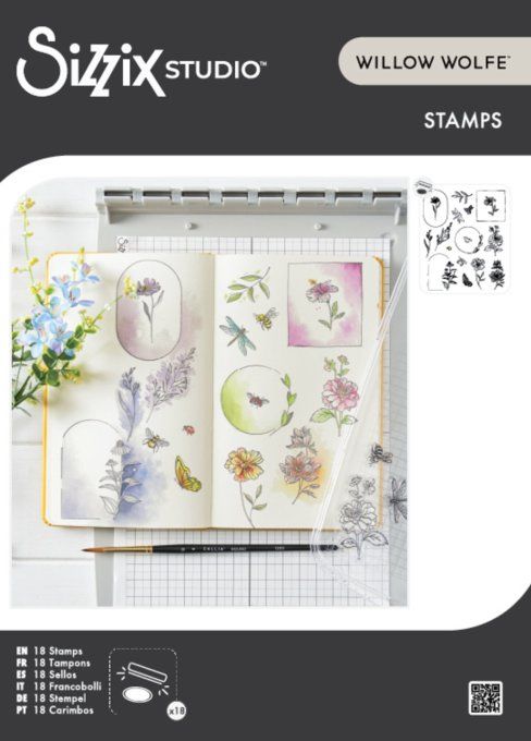 Sizzix studio, 18 tampons - Cadres floraux et mini fleurs