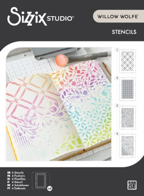 Sizzix studio, 4 pochoirs, backgrounds