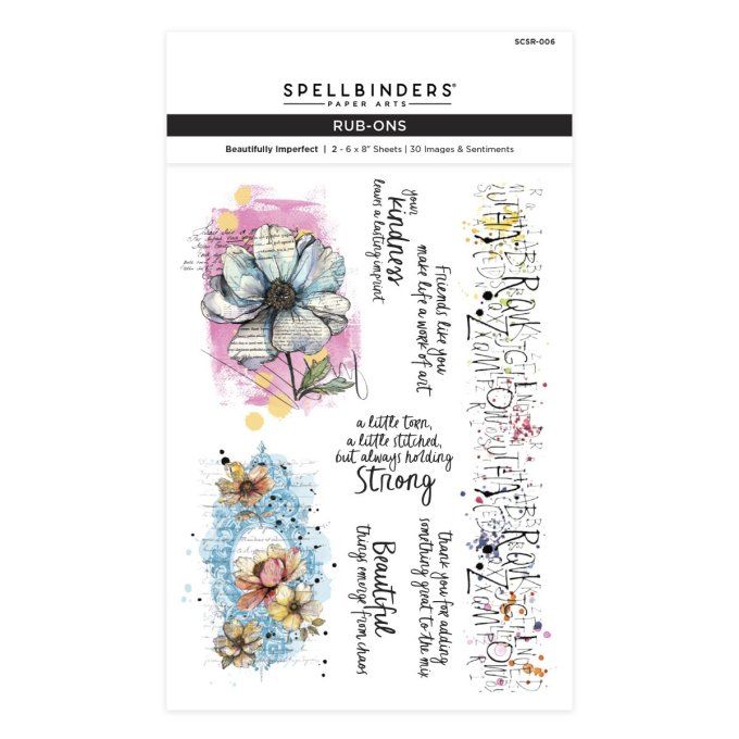 Spellbinders - 2 feuilles 15x20cm environ de Rub-ons, Beautifully imperfect