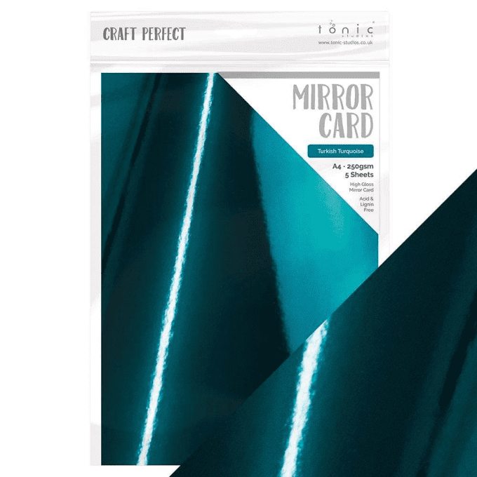 Papier craft perfect, Tonic Studio,Mirror card,format A4, 250g, 5 feuilles,Couleur : turkish turquoi
