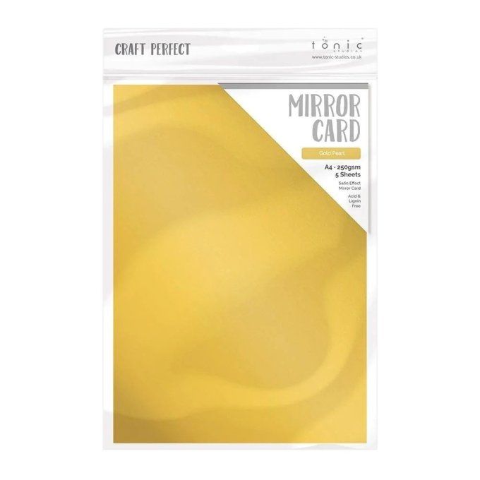 Papier craft perfect, Tonic Studio,Mirror card,format A4, 250g, 5 feuilles, Satin gold pearl