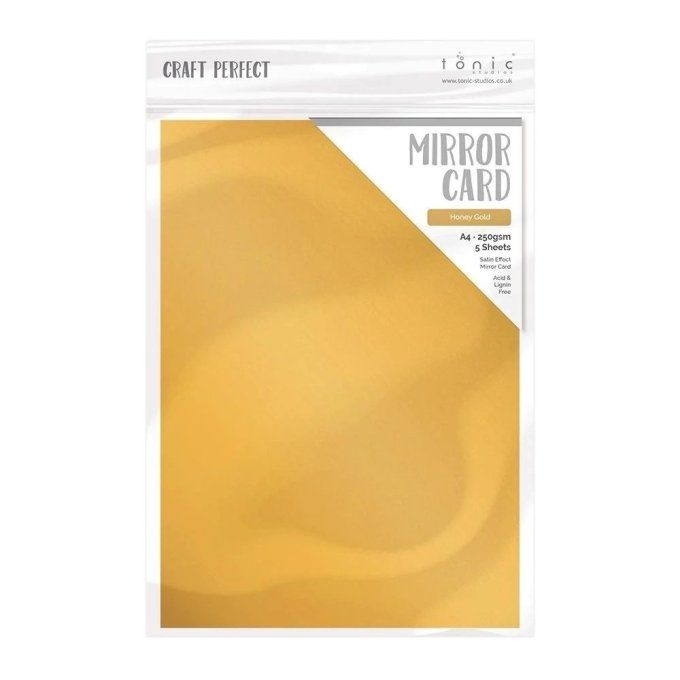 Papier craft perfect, Tonic Studio,Mirror card,format A4, 250g, 5 feuilles, Satin honey gold