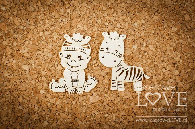 2 chipboards, Bébé et doudou - dimension : 5x4cm et 4.8x4.2cm environ