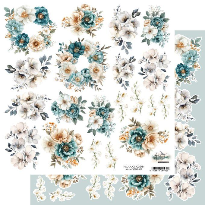 Feuille à l'unité, 30x30cm, Magic of the northern lights, 250g,motifs recto, éléments à découper