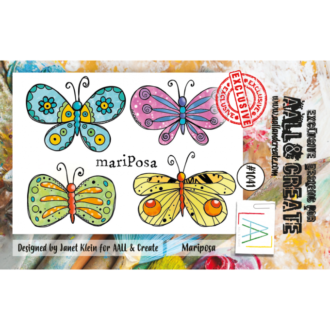 5 Tampons - AALL&Create - Mariposa - dim. de la planche : 7.5x10cm env.