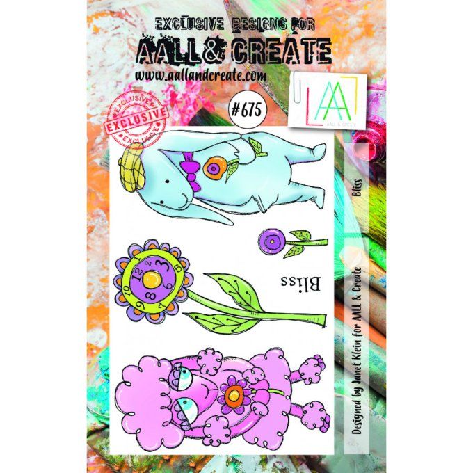 5 Tampons - AALL&Create - Bliss - dimension de la planche : 7.3x10.3cm environ