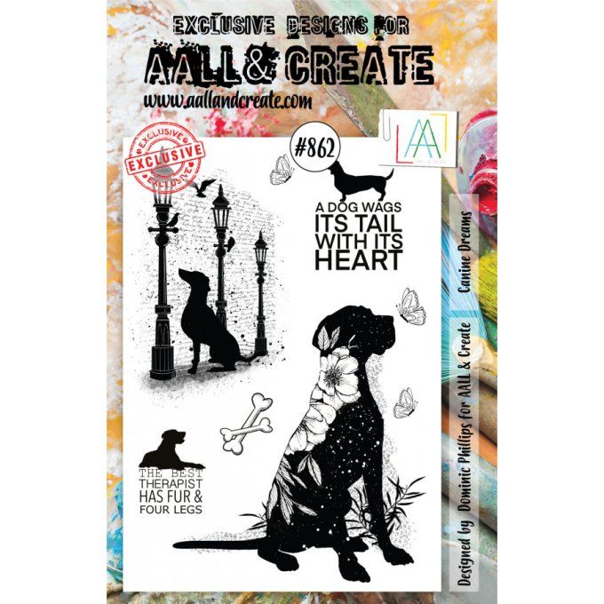 8 Tampons - AALL&Create - Canine dreams - dimension de la planche : 15x21cm