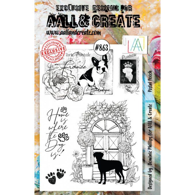 5 Tampons - AALL&Create - postal pooch - dimension de la planche : 15x21cm