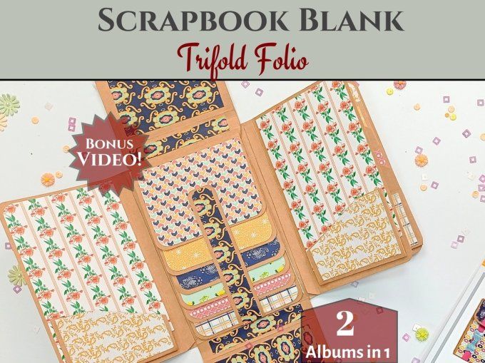 Kit créatif - 2 kits - Trifold folio, dimension projet terminé 12.7x17.7cm environ