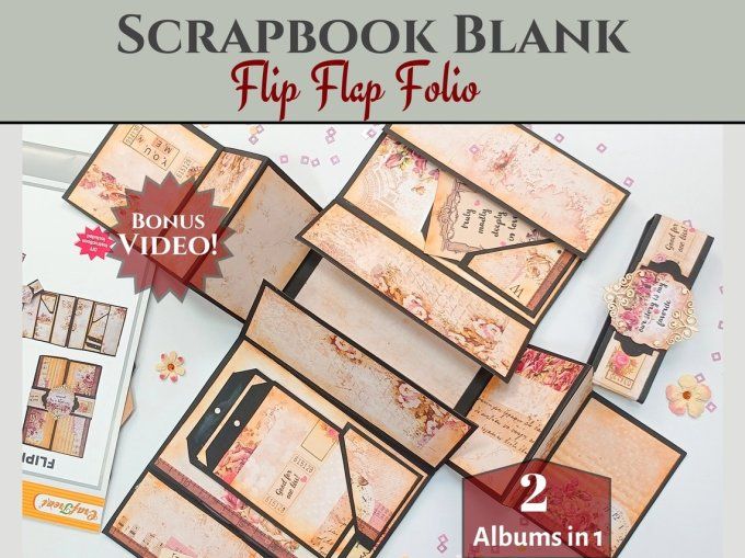 Kit créatif - 2 kits - Flip Flap folio, dimension projet terminé 13.3x18.4cm environ