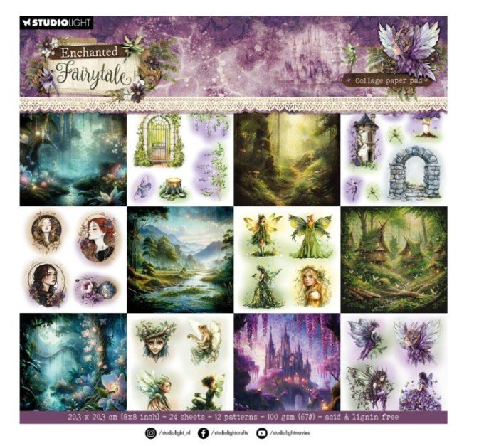 StudioLight, format 20x20cm, collection : Enchanted fairy tale - 100gsm - 24 feuilles